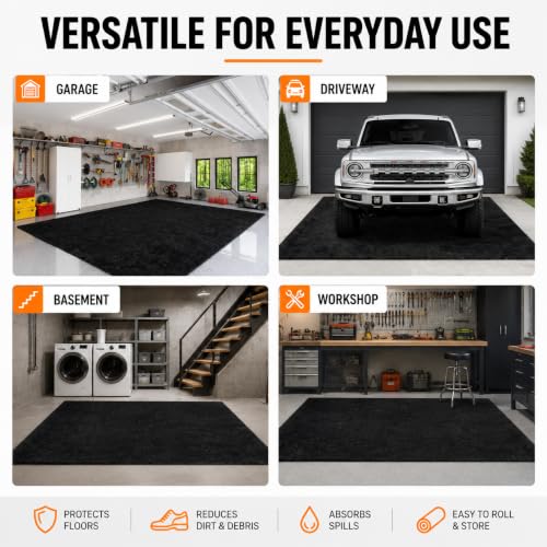 8.8 x 22 FT Garage Floor Mat, Waterproof Non Slip Parking Rug | Extra Large Garage Carpet Rug with Waterproof and Non-Slip Backing, for Driveway, Basement and Garage Floor
