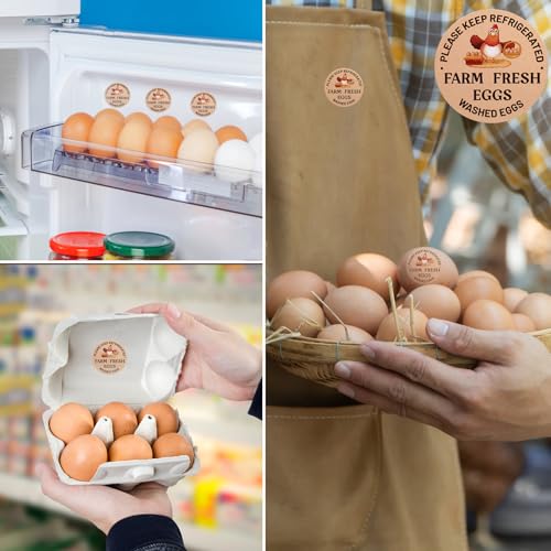 500pcs Farm Fresh Eggs Stickers, 2in Round Washed Egg Labels Self-Adhesive Carton Packaging Stickers Chicken Quail Farm Farmers Markets Supplies