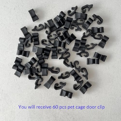 60 Pcs Plastic Pet Cage Door Clips for Small Pet Bird Hamster | Black Rabbit Cages Connector Clamp