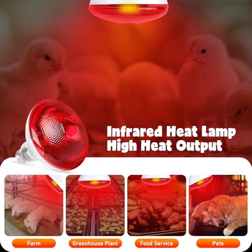 LUCKY HERP Heat Lamp Bulbs for Chickens, 150W Infrared Heat Lamp 1 Pack, Red Heat Lamp Bulbs for Reptiles, Pets, Brooder Coop and Poultry - style: 150 Watts 1 PACK