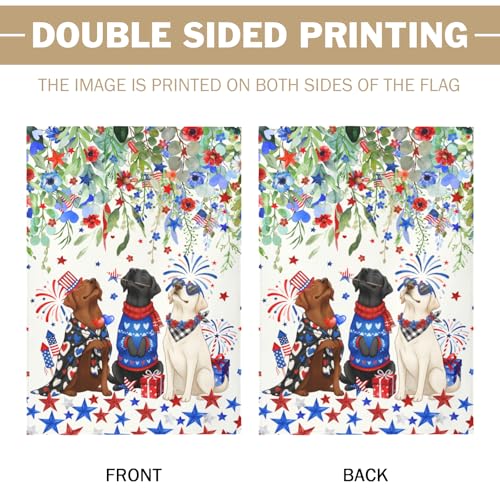 Patriotic Dog House Flag 28 x 40 Double Sided for Outside Large 4th of July Black Lab Garden Flags White Chocolate Labrador 250 Anniversary USA Independence Memorial Day Decor - color: july-dog
