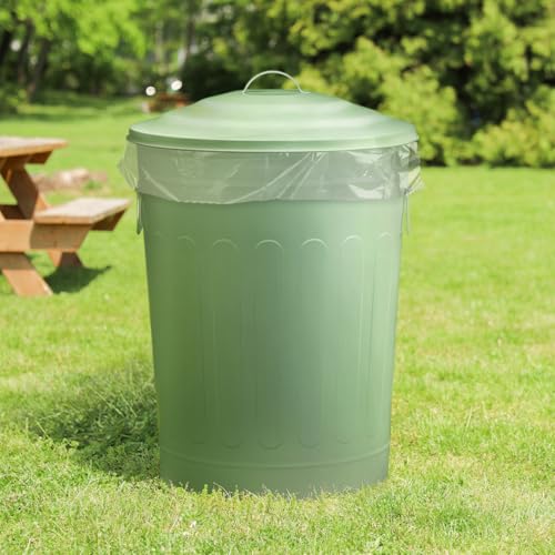 Plexon 13 Gallon Metal Trash Can with Lid Outdoor Vintage Trash Can Steel Retro Garbage Can for Kitchen Farmhouse Rustic Bird Seed Storage Pet Food Cute Bucket, Green - color: Green