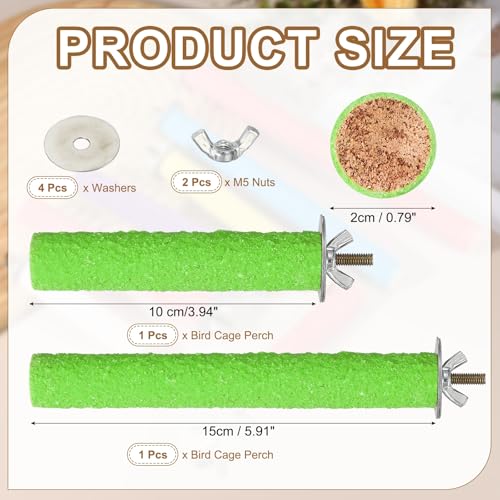 Bird Cage Perch, Colorful Parrot Grinding Claw Sticks, Platform Paw Stand Toy 4/6 Inch, (Wooden, Green, 2Pcs), Intended for Small Medium Birds/Parrots/Finches/Lovebird - color: Green, size: 4/6 Inch