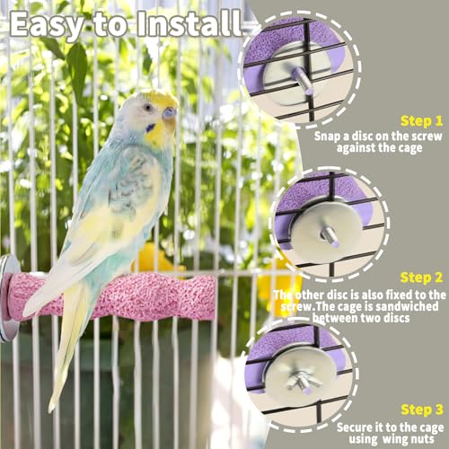4PCS Bird Beak Grinding Stone,Cage Accessories for Parakeets,Bird Parrot Cage Perch, Stand Platform Foot Claws Trimmer Chewing Toys for Budgies, Parakeets, Cockatiels, Conures