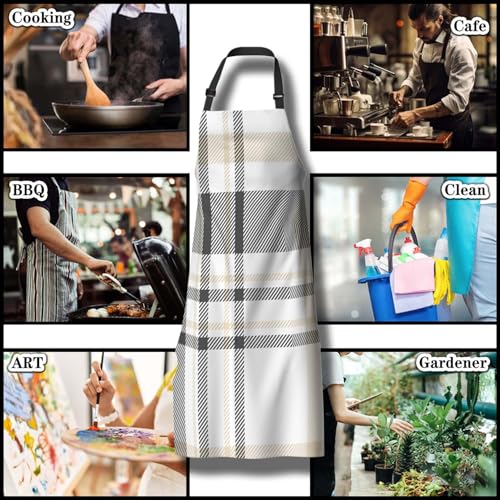 Makeup Apron for Women Plaid Texture Funny Aprons for Men for Kitchen Cooking Restaurant BBQ Painting Crafting Gardening 27” (W) x 31” (H), Waterproof Apron - color: Plaid Texture