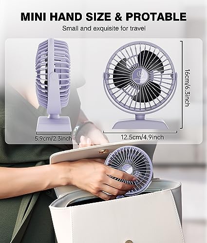 JZCreater USB Desk Fan, USB Fan Mini, 360 Rotation Desktop Fan with 3 Speed, Table Personal Cooling Fan, Quiet Mini Desk Fan, USB Powered, Small Fan for Home Office Bedroom Car Travel, Purple - color: 282-Purple