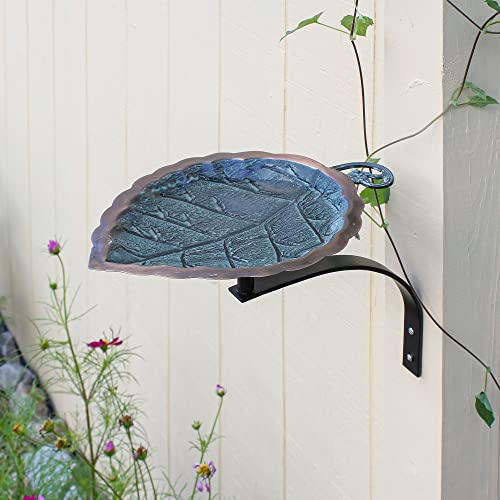 Aspen Leaf Birdbath with Wall Mount Bracket