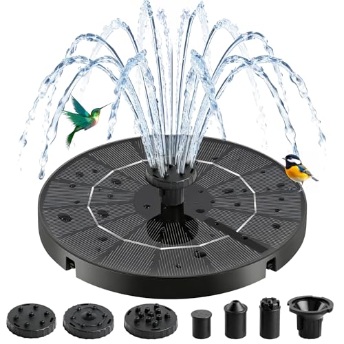 3.5W Solar Fountain with 6-in-1 Spray Nozzles & 4 Fixed Rods | 2026 Upgraded Free Standing Floating Solar Fountain, Solar Fountain for Bird Bath, Garden, Pond, Pool, Outdoor - color: 3.5w Solar Water Fountain