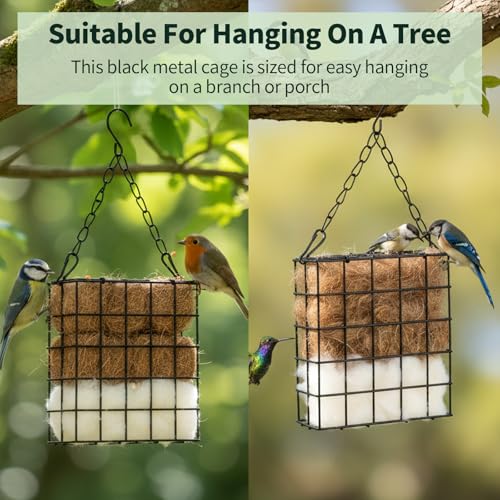 2Pcs Hummingbird Nesting Material Cage Holder with Natural Mixing Cotton Material, Refillable for Bird Lover Hummingbird House