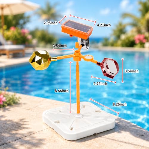 YouTeMei Solar Powered Pool Bird Frightening Tool with Rotating Reflective Lenses & Sound Function, Water-Filled Rubber Floating Base for Pool Pond Lake Boat Garden