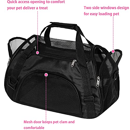 MuchL Pet Carrier Soft-Sided Carriers for Cat Carriers Dog Carrier for Small Medium Cats Dogs Puppies Pet Carrier Airline Approved Cat Dog Pet Travel Carrier (Medium,Black) - color: Medium-Black