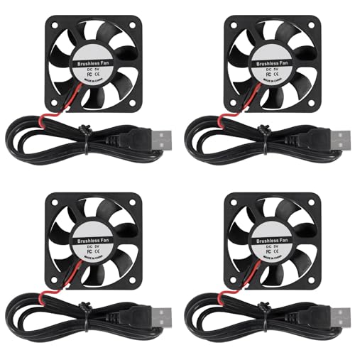 UMLIFE 50mm Fan 5V USB Brushless DC Cooling Fan, 4 Pack Speed 4200 RPM Fan for Small Appliances Series Replacement (4 PCS 5010 5V USB) - color: 5V USB(5010)