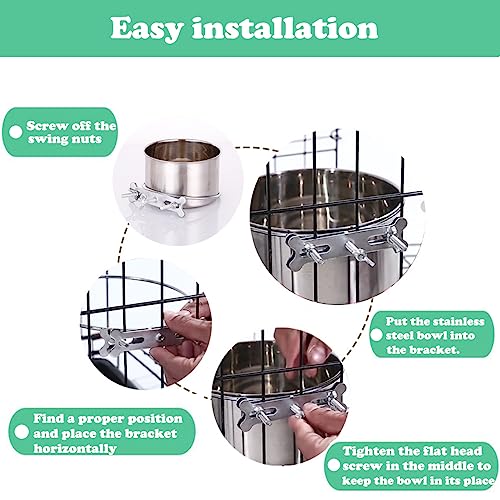 Love Dream Dog Crate Bowl Removable Stainless Steel Pet Kennel Hanging Bowl | Durable Anti-Spill Pet Metal Bowl Hanging Water Food Bowls with Clamp Holder for Small Medium & Large Dogs Rabbits or Birds - color: 3.9“*1.8”