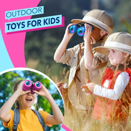 Toys for 3-7 Year Old Girls: LET'S GO! Binoculars for Kids Bird Watching|Camping|Hiking 3 4 5 6 7 8 Year Old Girl Boy Birthday Gifts Outdoor Toy for Kid Ages 4-6 Toddler Gift Stuffers - color: Pink