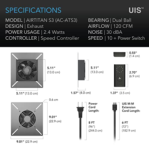 AC Infinity AIRTITAN S3, Ventilation Fan 150mm with Speed Controller | IP-55 Rated for Crawl Space, Basement, Garage, Attic, Shed, Hydroponics, Grow Tents - size: Small, Speed Controller