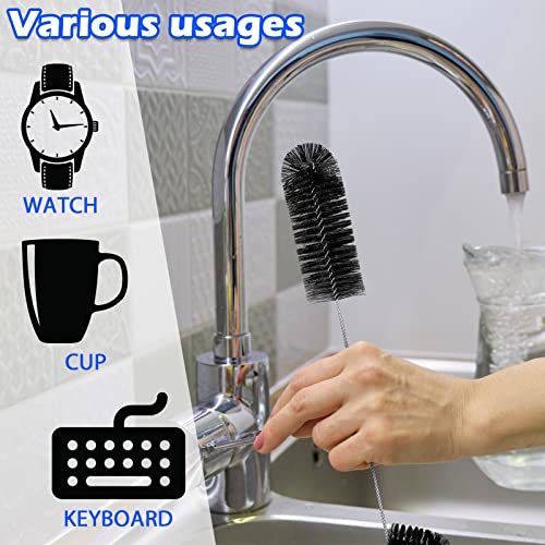 38 Pcs 3 Size Hummingbird Feeder Cleaning Brush Mini Nylon Tube Brush with 16 Flowers Bird Replacement Parts Double Headed Brushes for Bottle Feeding Hole Replacement(Black)