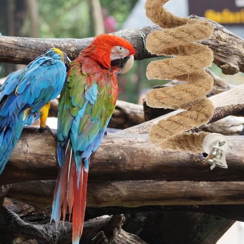 Ipetboom Bird Rope Perch Parrot Rope Toy for Bird Cages 39.37in Climbing Toys for Birds with Stable Clips Hanging Accessories for Play Exercise and Cage Decoration
