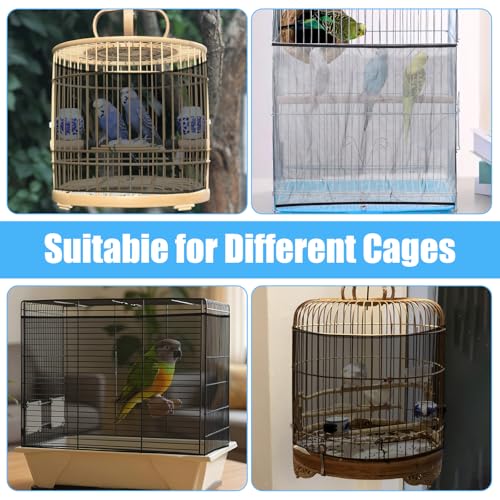 Large Bird Cage Seed Catcher 31 x 118 inches Adjustable Soft Airy Skirt Guard Birdcage Nylon Mesh Net, Birdcage Cover Skirt Seed Guard for Parrot Parakeet Macaw Round Square Cages - color: Black