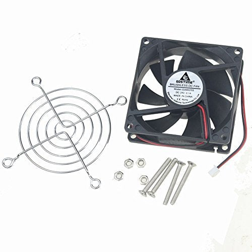 GDSTIME 80mm x 80mm x 25mm 24V Brushless DC Cooling Fan 2Pin PC Case Fans | for UPS, Amplifiers, RV Fridge, Incubator, Inverter, Solar Battery Box, LED Stage Lights, CNC Control Box - 80x80x25mm, 8025 - size: 80x25mm