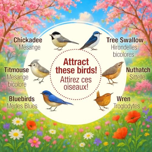 3pk Bluebird Bird Houses for Outside Clearance - Bird House for Wall Mounting - Tree Swallow Nest Box with Stainless Steel Predator Guard - Cedar Shingles Roof UV Painting - 10 Years Outdoor