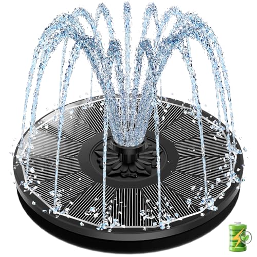 SZMP Solar Fountain for Bird Bath Spray on Cloudy 3.5W Glass Black Battery - color: Black