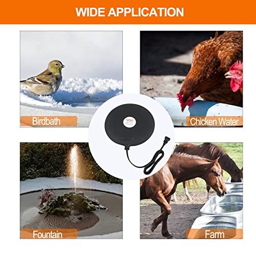 Submersible Bird Bath Heater for Outdoors in Winter, 60w Birdbath Deicer Thermostatic Controller Water Heater with 6Ft Cord for Birdbaths, Chicken, Duck, Livestock, Poulty, Animal, Tank, Buckets