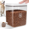 LEAWALK 11 Lbs Airtight Dog Cat Food Storage Container and Dog Treat Containers BPA-Free, PET Clear Stackable Pet Storage Bin, Pop Top, 1-Cup Scoop, for Pet Food/Rice/Flour/Bread/Grains/Spaghetti - color: White-11L-C