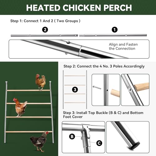Chicken Coop Roosting Perch,Perfect for Backyard Poultry,Chicken Perch Essentials,Easy to Assemble&Clean,Farm Chicken Toys (56" L x 41.5" W) - size: 56" L*41" W-1pcs