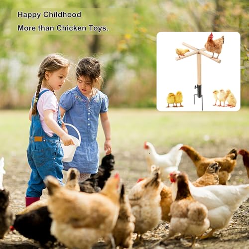 Chicken Perch Toys for Coop, Sturdy Chick Perch Stand Wooden with Metal Ground Plug Chicken Roosting Bar Backyard Playground Chicken Coop Toy Suitable for Poultry Chicks Bird Parrot