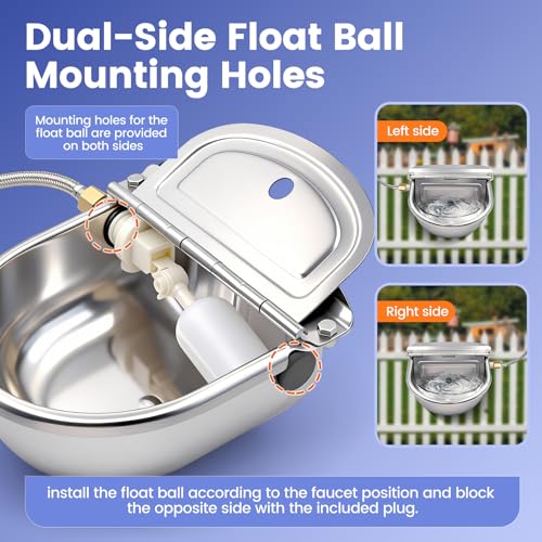 Automatic Dog Water Bowl Dispenser Outdoor, Wall Mountable | Heavy Duty 304 Stainless Steel Auto Waterer, Auto Refill, Drain Hole for Easy Cleaning, Fits Dogs, Cats, Poultry & Livestock