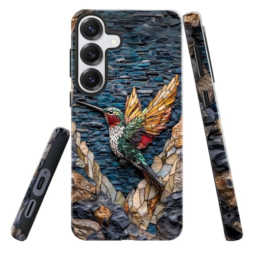 Compatible with Samsung Galaxy S25 Case,Glossy Case All-Round Protection Shockproof Anti-Scratches TPU Cover,Cases for Man Woman-Hummingbird Stained Glass - color: Hummingbird Stained Glass, size: Galaxy S25