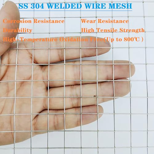 Stainless Steel Hardware Cloth Size:21Gauge 1/2inch 16inchx8Feet 304 Stainless Steel Welded Wire Mesh Supports Poultry Netting Cage Fence,Keep The Animals Out, Protecting New Plants - size: 1/2inx16inx8ftx21gauge