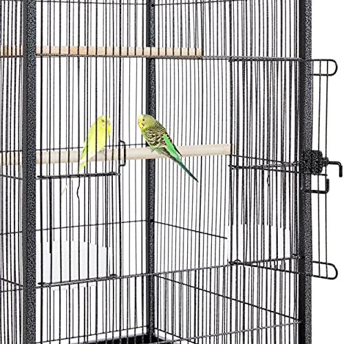 Yaheetech 40 Inch Wrought Iron Bird Cage Open-Top Parrot Cage with Rolling Stand for Parakeets Cockatiels Budgies Parrotlets Lovebirds Canary Small-Sized Birds Parrots - size: 18.0"L x 18.0"W x 40.0"H