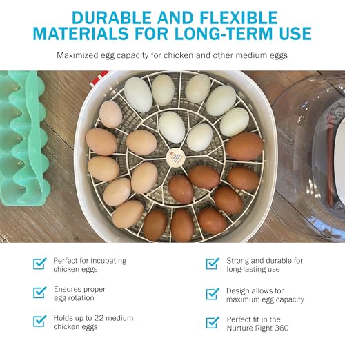 Egg Trays for Nurture Right 360 Egg Incubator,22 Medium Chicken Eggs Keeper