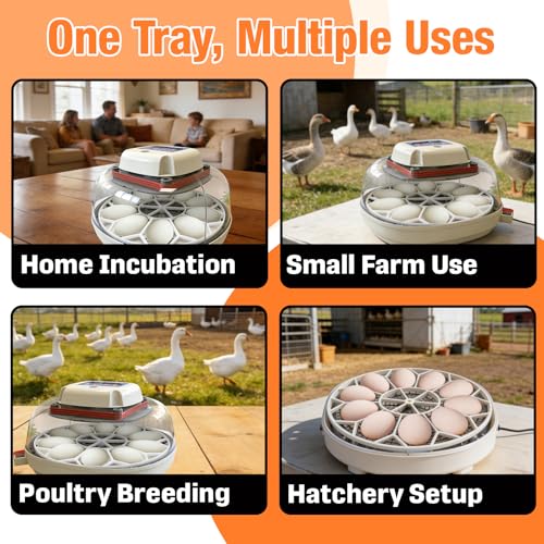 JGT360 Goose Egg Turner Tray Compatible with Nurture Right 360 Incubator | 10 Egg Capacity Large Goose Egg Turner Tray for Incubating Geese and Other Poultry, Smooth Turning Support, Premium Material