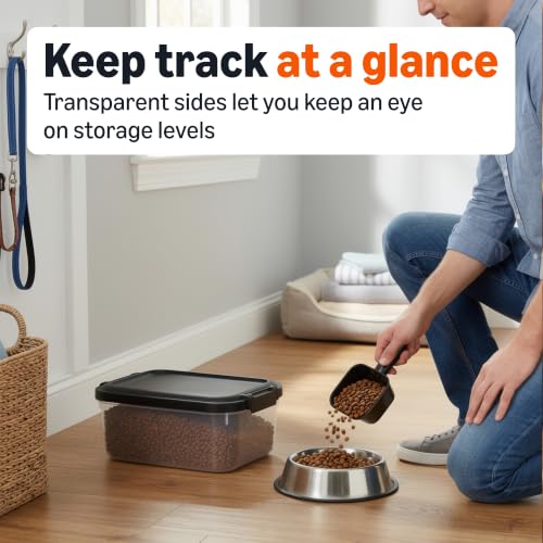 Amazon Basics Pet Food Storage Container, BPA-Free, Detachable Scoop, Secure Seal, 10lbs - size: 10lbs