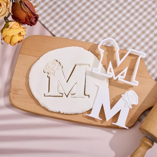 Mothers Day Cookie Cutters 3.5" Mom Set of 3 with Plunger Stamps Handle Detailed PLA Cutters for Baking with Grandma, Easy Press Tool for Picture Cookies - color: Mom Letter Set