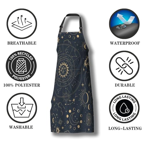 Cook Apron for Women Magic Astrology with Constellations Fun Aprons for Men for Kitchen Cooking Restaurant BBQ Painting Crafting 27” (W) x 31” (H), Waterproof Apron - color: Astrology