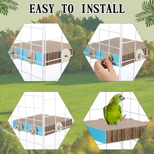 Skyygemm 2 Pieces Parrot Toy Bird Chew Cage Accessories Flat Perch Bird Paw Grinding Stand Parrot Cage Playground for Macaws, Small Parakeets, Conures, Budgies, Finches Conure Cockatiel(Large) - size: Large