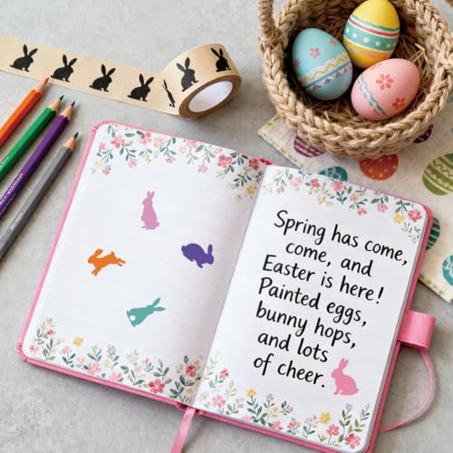 AHANDMAKER 5 Styles Egg Stamps, Rabbit Silhouette Pattern Mini Wooden Rubber Stamp Unique Easter Themed Egg Drawing Stamps for Eggs Famers and Chicken Owners Scrapbooking Card Making(No Ink Include) - style: Rabbit Silhouette