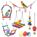 Bird Parakeet Toys - Swing Hanging Standing Chewing Hammock Climbing Ladder Bird Cage Colorful Toys Suitable for Budgerigar, Parakeet, Conure, Cockatiel, Mynah, Love Birds, Finches