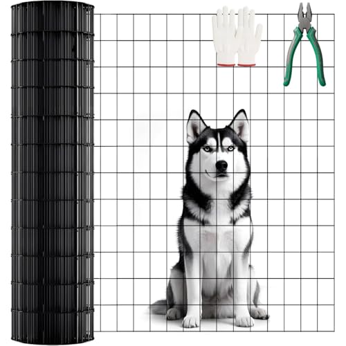 Black Vinyl Coated Wire Mesh Fence 16 Gauge, 2/3 Inch Black PVC Metal Mesh, Welded Wire Fence for Poultry Cage, Garden Fence, Pet Animal Barrier & Plant Support (40IN X 33FT) - color: 40IN X 33FT