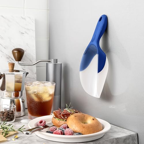 Spring Chef Magnetic Ice Scoop for Freezer, BPA-Free Food Scooper, Sapphire | Flexi-Plastic Popcorn Scoop with Soft Grip Handle - Dishwasher Safe Ice Scooper - Food Scooper for Flour, Grains, Pet Food - color: Sapphire