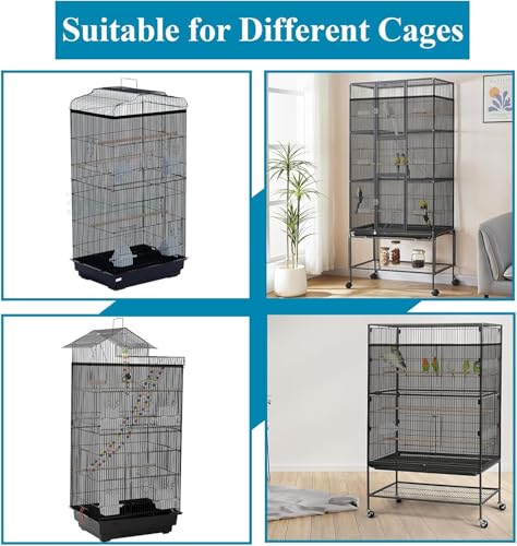 ASOCEA 2 Pack Bird Cage Seed Catcher, Parrot Parakeet Macaw African Grey | Two nylon skirts let you wash one while using the other on parrot or macaw cages without daily cleaning gaps - color: Black & White