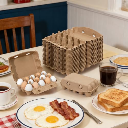 20 Pack Egg Cartons, 3x5 Style Reusable Egg Cartons Cheap Bulk | Natural Paper Pulp Egg Cartons Bulk, Sturdy Egg Holder for Fridge, Egg Carton for Fresh Chicken Eggs