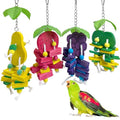 Hamiledyi Natural Wood Block Bird Cage Toys Parrot Chewing Toy Apple&Grape&Pear&Strawberry Shaped Hanging Foraging Toy for Small&Medium Birds Parakeets Cockatiels,4pcs - style: C