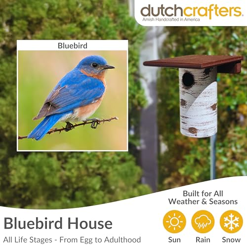 DutchCrafters Pole Mount Gilbertson Bluebird House with Removable Base, Durable Weatherproof Birdhouse Blue Bird Nesting Box for Outdoors (Poly Roof, 1 1/2" Entrance Hole) - color: Poly Roof