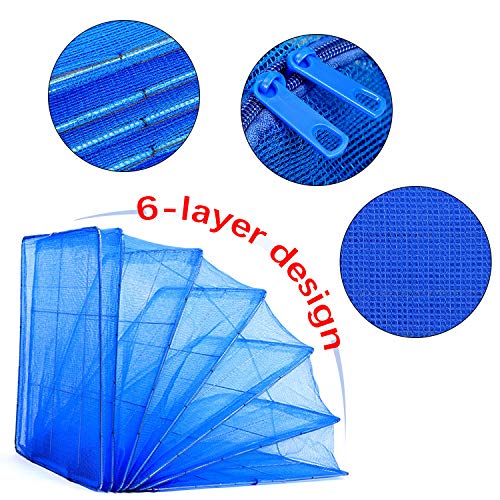 Hanging Drying Net Foldable Drying Rack Net Dryer 19.7"x19.7"x37.4" 6 Layer Folding Fish Mesh Collapsible Dry Net with Zippers for Drying Seeds Fish Vegetables Fruit Herb Food - color: Blue