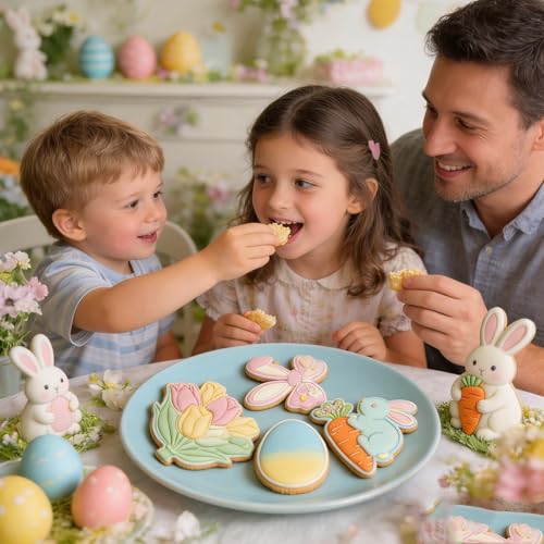 Easter Cookie Cutters Basket Egg 3.5" with Plunger Stamps Handle Spring Holiday PLA Baking Molds Gifts Decorative Party Kitchen Cake Supplies - color: Easter Egg Basket