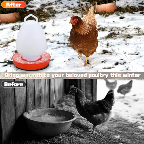 Heated Chicken Waterer Base, 6" Energy Saving Poultry Water Heater for Winter - Prevents Freezing for 1 to 5 Gallon Buckets, for Ducks, Geese, Turkeys, Chickens,1 PC